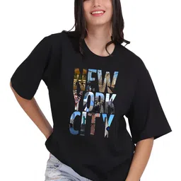 Moda Rapido Women Typography Printed Round Neck Cotton Oversized T-shirt-picture-23