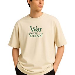 Billion Typography Printed Drop-Shoulder Sleeves Pure Cotton Oversized T-shirt-image-67