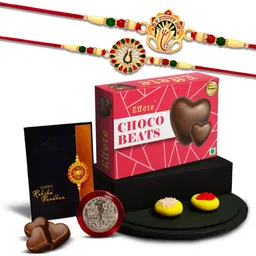 DeoDap Unisex 4 Pieces Beaded Rakhi Gift Set-image-60