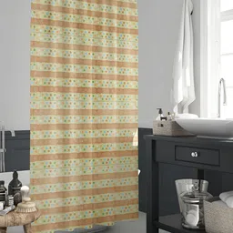 ArtzFolio Cream-Colored & Brown Printed Waterproof Shower Curtain-11