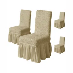 HOUSE OF QUIRK 4-Pcs Khaki 450 GSM Removable & Washable Dining Chair Covers-image-12