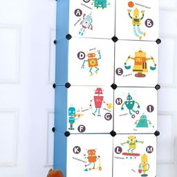 Asian royal Green & Blue Robots Printed Self Adhesive Wall Sticker-13