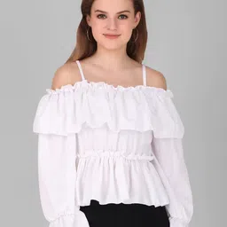 69 FASHION STREET Women Off-Shoulder Smocked Crepe Top-image-25