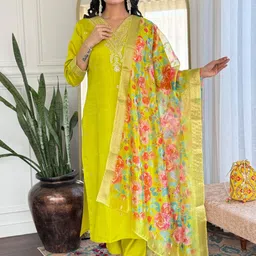 Moda Rapido Ethnic Motifs Embroidered Kurta With Trousers & Dupatta-image-76