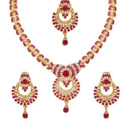 Atasi International Gold-Plated Crystals-Studded Jewellery Set-image-56