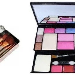 Lenon Set Of 13 Brushes & Intensely Pigmented Makeup Kit- 500g- Nude- Pink- Green-17