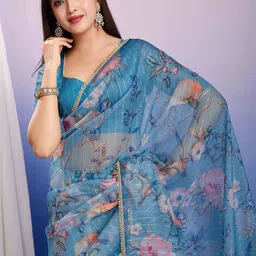 Mitera Floral Sequinned Organza Designer Saree-picture-23