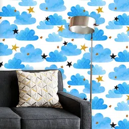 ArtzFolio Printed UV-Resistant Anti-Bacterial Watercolor Clouds And Stars Peel & Stick Wallpaper-image-66