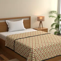 home expressions Ambrosia Beige & Red Abstract Printed AC Room 120 GSM Single Bed Dohar-picture-17