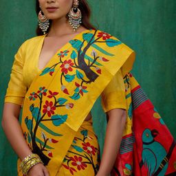 Sangria Floral Printed Mysore Silk Saree-image-73