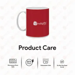 Indigifts Set Of 2 Red Printed Square Cushions With Fillers & Ceramic Mug image 5