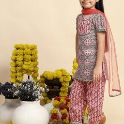 Cutiekins Boys Ethnic Motifs Printed Regular Kurta with Salwar & With Dupatta image 3