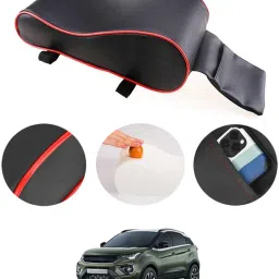 Black With Red Piping Armrest Cover With Phone Holder For Car-191 Car Armrest Cover-image-78