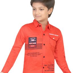 BAESD Boys Classic Regular Fit Spread Collar Typography Printed Cotton Casual Shirt-image-73