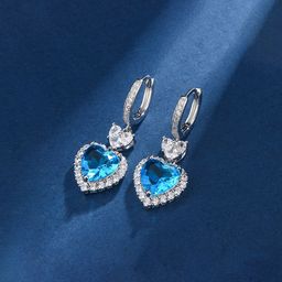 Jewels Galaxy Silver-Plated American Diamond Studded Heart Shaped Drop Earrings-1