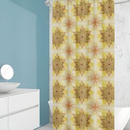 ArtzFolio Yellow & Brown Printed Waterproof Shower Curtain-image-65