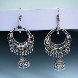 Anouk Women Silver-Plated German Silver Jhumka Earrings-51