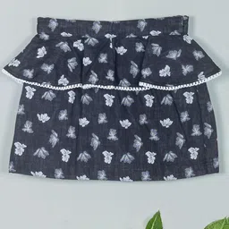 Tangerine Closet Girls Butterfly Printed Cotton Above Knee Length Straight Skirt-image-68