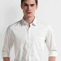 Arrow Men Modern Spread Collar Micro Ditsy Printed Cotton Slim Fit Formal Shirt-image-82