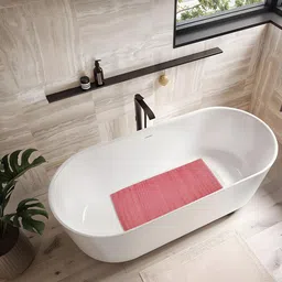 Kuber Industries Red Self-Design Anti-Skid Bath Mat-19