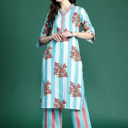 Indo Era Printed Pure Cotton Tunic & Trousers Co-ords-picture-34