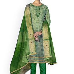 HERE&NOW Geometric Embellished Unstitched Dress Material-image-51