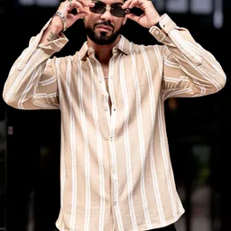 Maniac Men Comfort Opaque Striped Casual Shirt-image-95