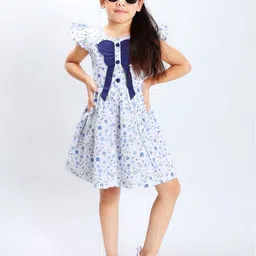 PINK MERMAID Girls Floral Printed Cotton Fit & Flare Dress-image-77