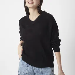 R&B Women V-Neck Ribbed Pullover-picture-8