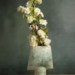 HABERE INDIA Green & White Ceramic Flower Vase-image-77