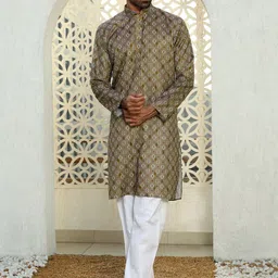 KRAFT INDIA Men Floral Printed Regular Kurta with Pyjamas-image-32