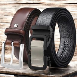 The Roadster Lifestyle Co. Pack Of 2 Men Tang & Slider Buckle Closure Formal Belts-image-1