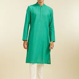 Diwas by Manyavar Mandarin Collar Cotton Straight Kurta-image-85