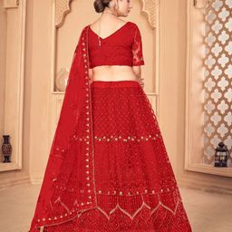 KALINI Embroidered Thread Work Semi-Stitched Lehenga & Unstitched Blouse With Dupatta image 2