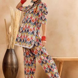 WineRed Printed Tunic With Trousers Co-Ords image 5