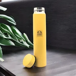 Nyra Kitchenware Yellow & Black Single Stainless Steel Printed Single Wall Vacuum Water Bottle-image-88