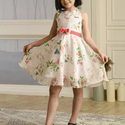 Albion By CnM Girls Floral Printed Belted Round Neck Sleeveless Corset Above Knee Dress-picture-17