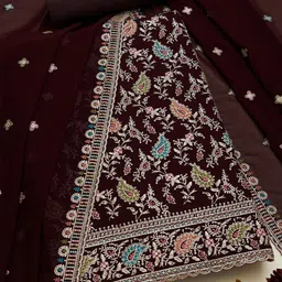 Soch Floral Embroidered Sequinned Thread Work Silk Georgette Unstitched Dress Material-image-54
