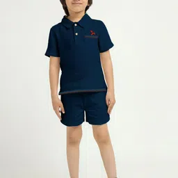 Somersault Boys Deep Ocean Crinkled Cotton T-Shirt With Shorts-24