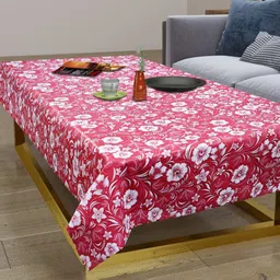 LooMantha Maroon & White Floral Printed Waterproof 2-Seater Table Cover-32