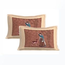 THE HOBBY BOUNTY Beige & Brown 210 TC King Bedsheet with 2 Pillow Covers-87