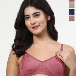 LILY Women Pack Of 4 T-shirt Geometric PrintedFull Coverage Seamless Bra-26