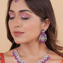 VATSALYA creation Alloy Gold- plated Purple Silver Jewellery Set-49