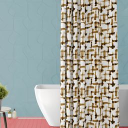 ArtzFolio White & Brown Printed Waterproof Shower Curtain-picture-21