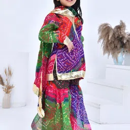 Bannhi Girls Ethnic Motifs Printed Regular Kurta with Palazzos & With Dupatta image 2