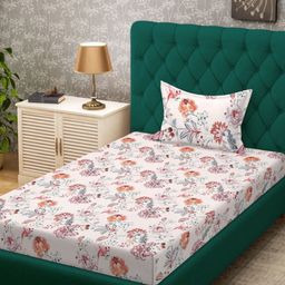 Myntra Elegant Homes Pink & Brown Printed 300 TC Single Bedsheet Set 2.25 m x 1.50 m-image-101