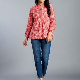 BAESD Women Ethnic Motifs Printed Mandarin Collar Top-picture-34