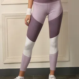 Soie Women's High-Waist Compression Waistband Ankle-Length Leggings With Tri-Color Block-14