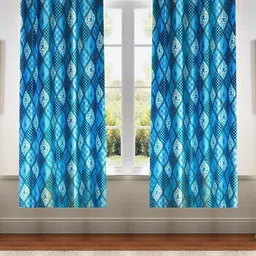 Kanodia Poly Fab Blue & White Set of 2 Floral Room Darkening Window-image-37