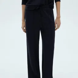 MANGO Women Mid-Rise Flared Fit Pleated Wide Leg Trousers-image-37